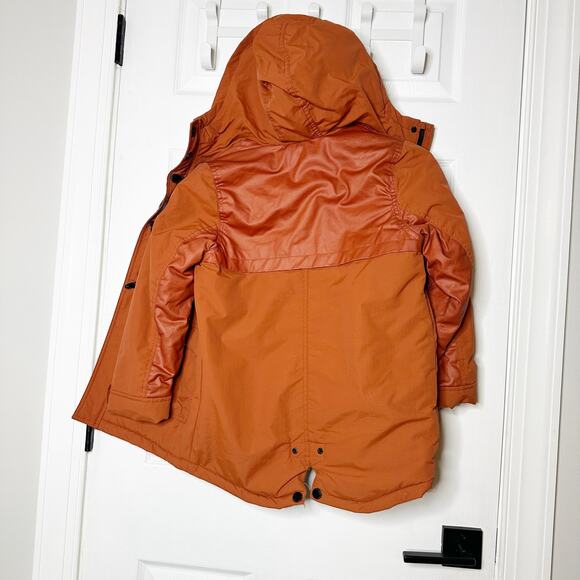 Zara Parka Sherpa Lined Toggle Orange Hooded‎ Jacket Boys 128cm Size 8 - Picture 5 of 6
